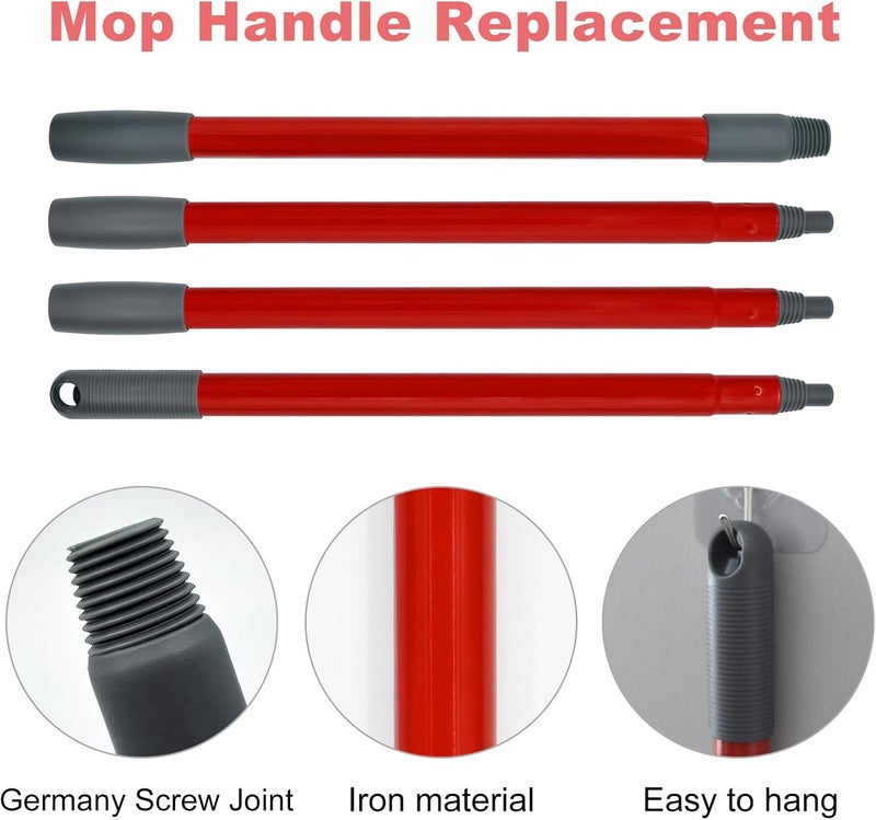 Hezane Mop Handle for Ocedar,Spin Mop Replacement Head Base Compatible with O Cedar,4-Section Spin Mop Handles and Base for EasyWring Spin Mop - Image 4